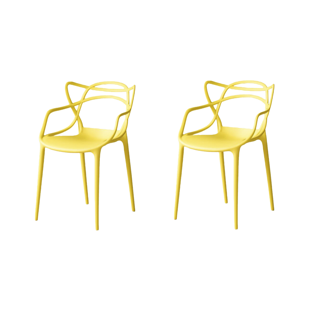 Set de 2 Sillas Palermo, Color Amarillo, con Espaldar y Diseño Moderno