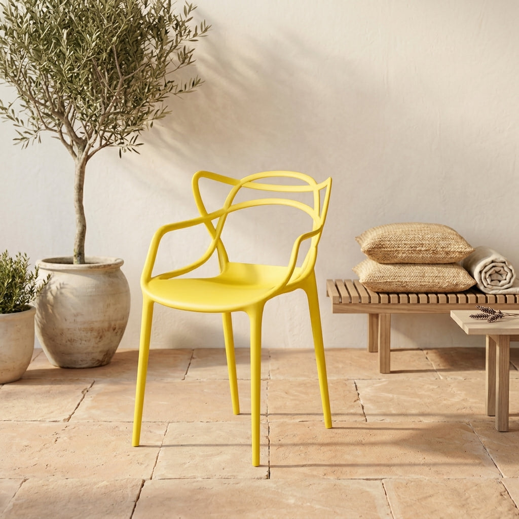 Silla Palermo, Color Amarillo, con Espaldar y Diseño Moderno