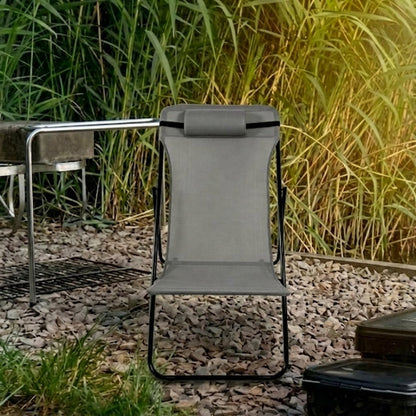 Silla Plegable Reclinable Zambia, Gris Oscuro, con Tres Posiciones