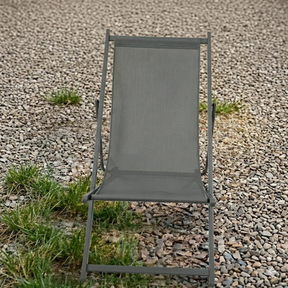 Set de 2 Sillas Plegable Reclinable Kenya, Gris Oscuro, con Tres Posiciones