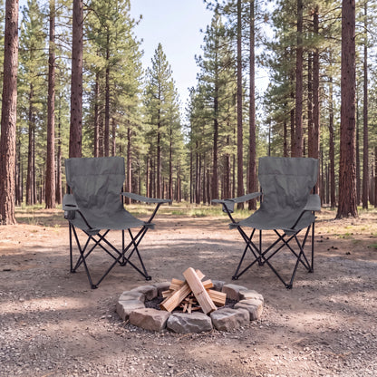 Set de 2 Sillas Plegable Camping Tanzania, Gris Oscuro, Incluye Bolsa de Transporte