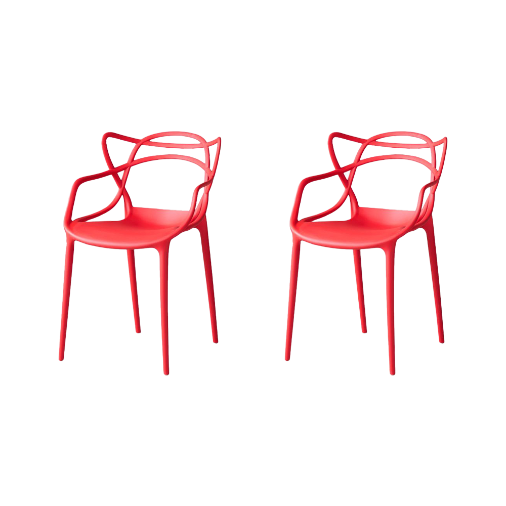 Set de 2 Sillas Palermo, Color Rojo, con Espaldar y Diseño Moderno