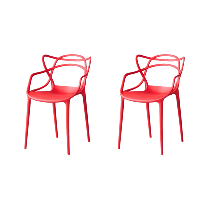 Set de 2 Sillas Palermo, Color Rojo, con Espaldar y Diseño Moderno