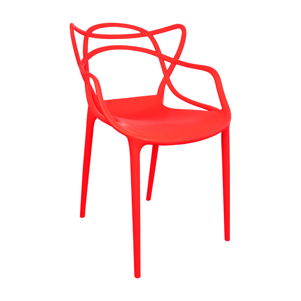 Silla Palermo, Color Rojo, con Espaldar y Diseño Moderno, vista lateral