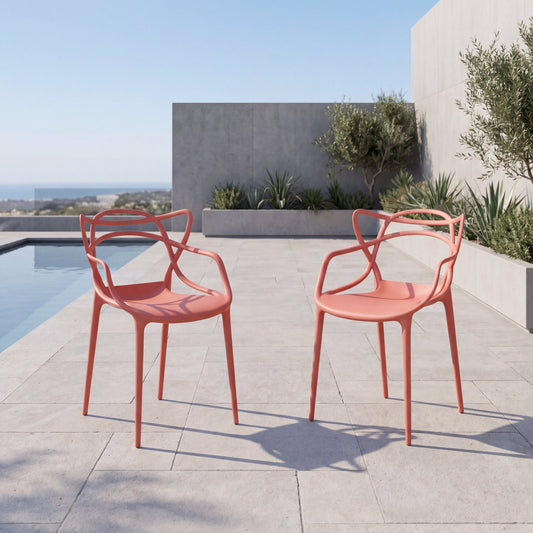 Set de 2 Sillas Palermo, Color Terracota, con Espaldar y Diseño Moderno