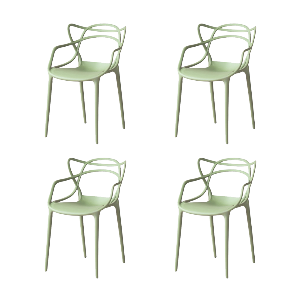 Set de 4 Sillas Palermo, Verde Claro, con Espaldar y Diseño Moderno