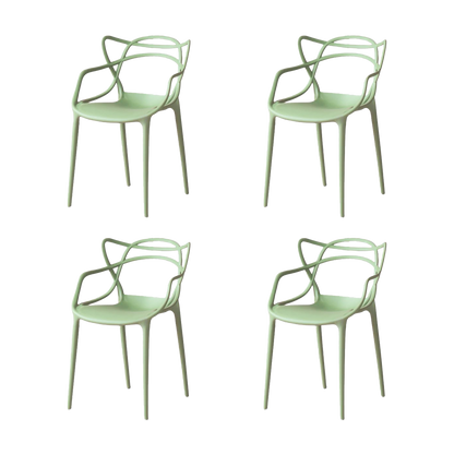 Set de 4 Sillas Palermo, Verde Claro, con Espaldar y Diseño Moderno