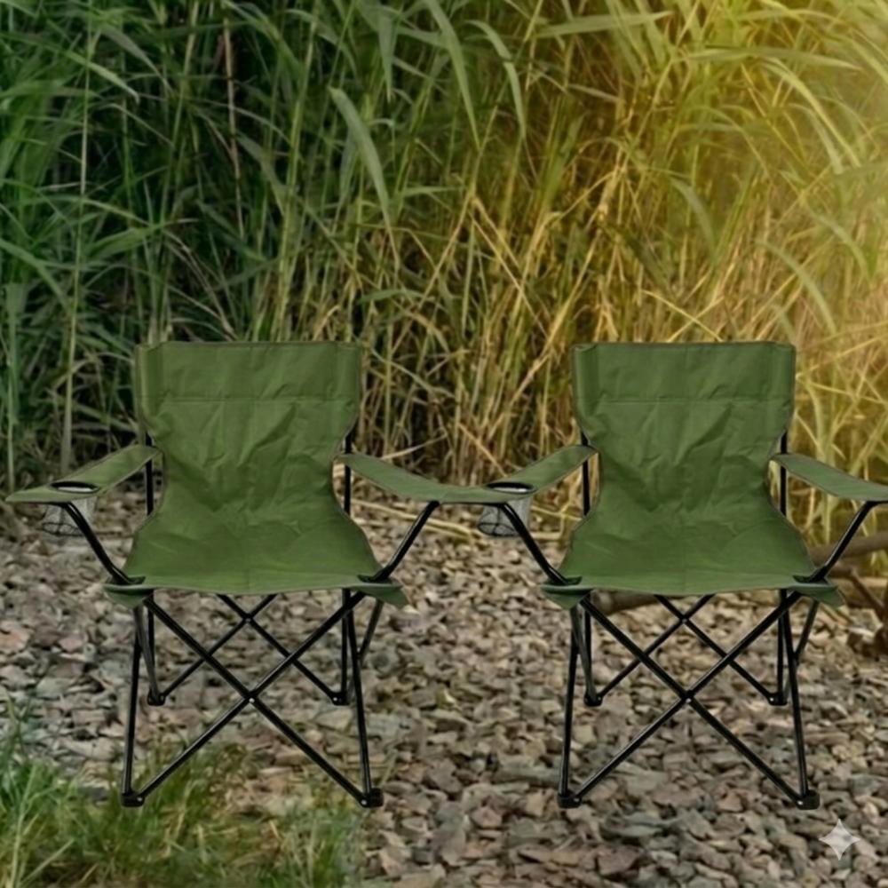 Set de 2 Sillas Plegable Camping Tanzania, Verde, Incluye Bolsa de Transporte
