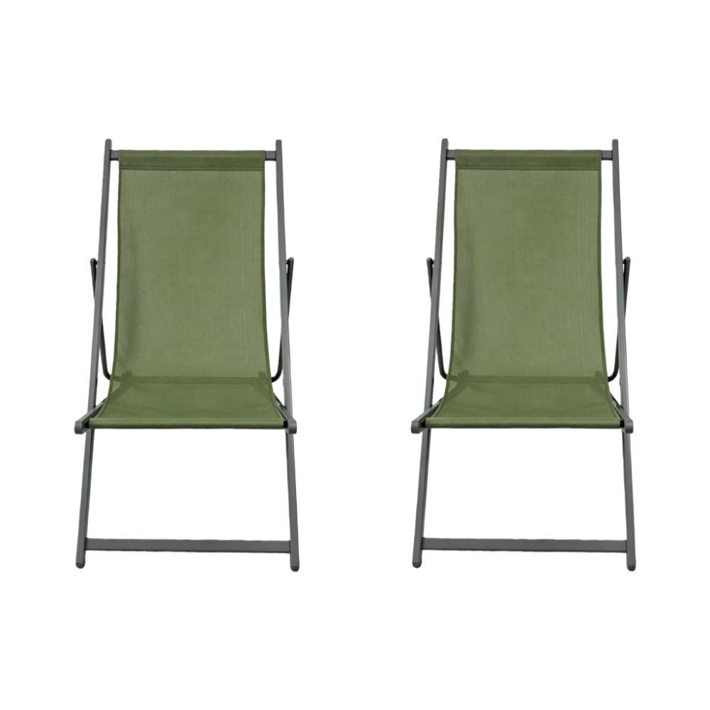 Set de 2 Sillas Plegables Reclinable Kenya, Verde, con Tres Posiciones
