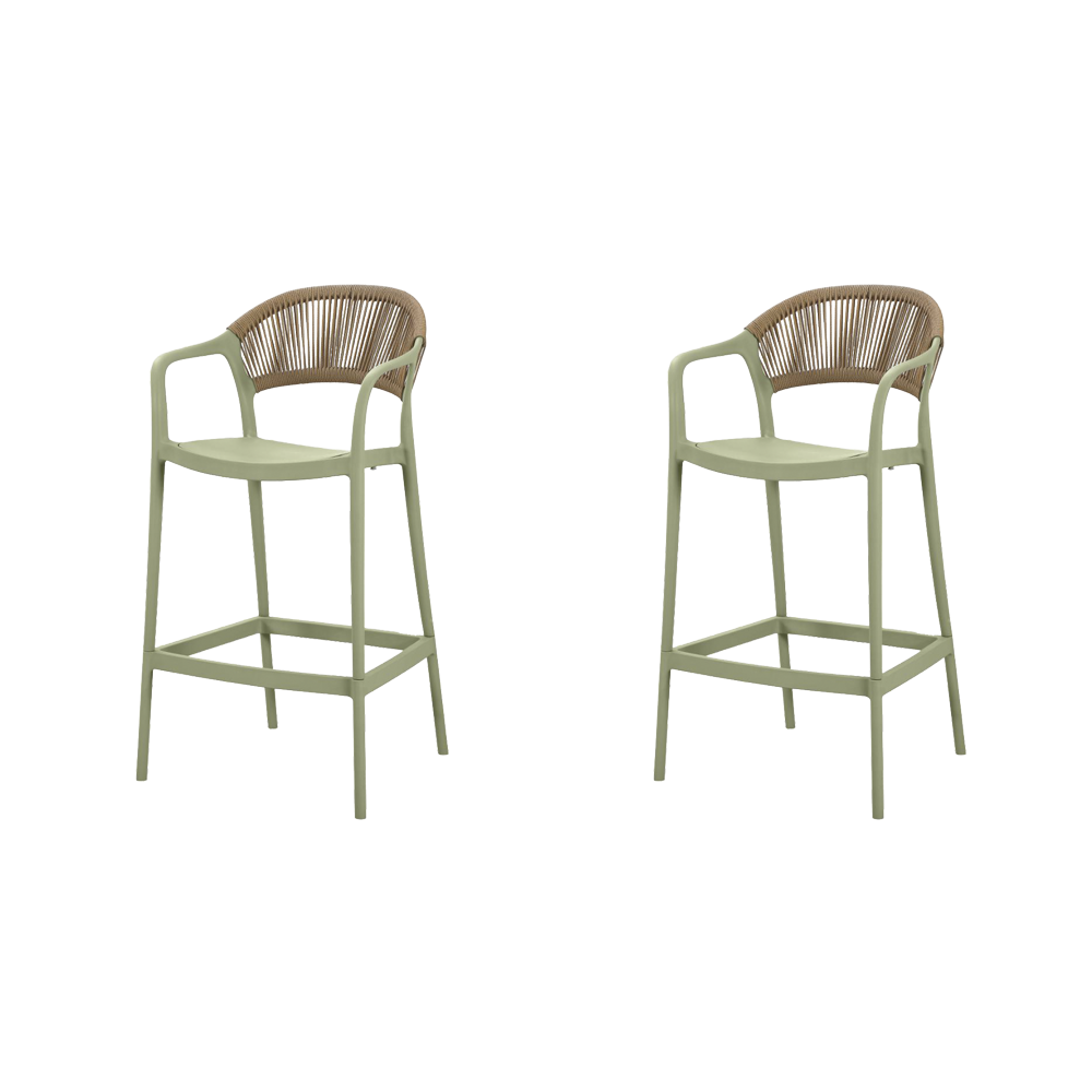 Set de 2 Sillas para Bar Balí, Verde, Doble Propósito con Reposa Pies