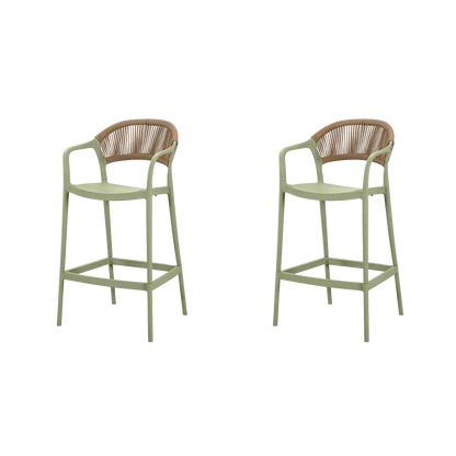 Set de 2 Sillas para Bar Balí, Verde, Doble Propósito con Reposa Pies