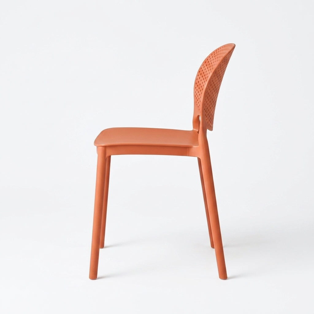 Silla Florida, Color Terracota, con Espaldar y Diseño Moderno, detalle de acabado