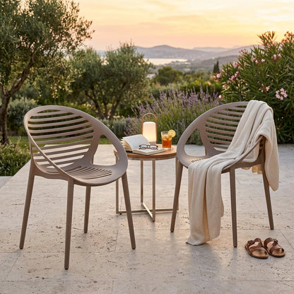 Set de 2 Sillas Tokio con Brazos, Color Taupe, con Espaldar y Diseño Moderno