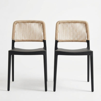 Set de 2 Sillas Houston, Color Negro, con Espaldar Tejido