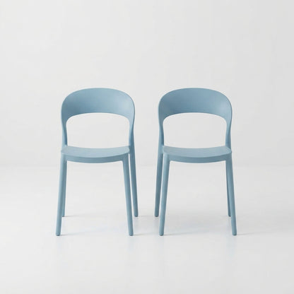 Set de 4 Sillas Patrick, Color Azul Claro, con Espaldar y Diseño Moderno
