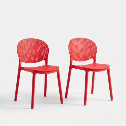 Set de 2 Sillas Florida, Color Rojo, con Espaldar y Diseño Moderno