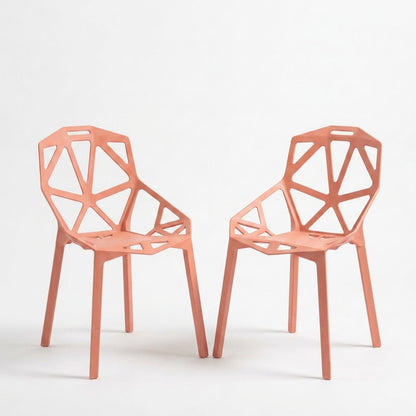 Set de 2 Sillas Roxy, Color Mandarina, con Espaldar y Diseño Moderno