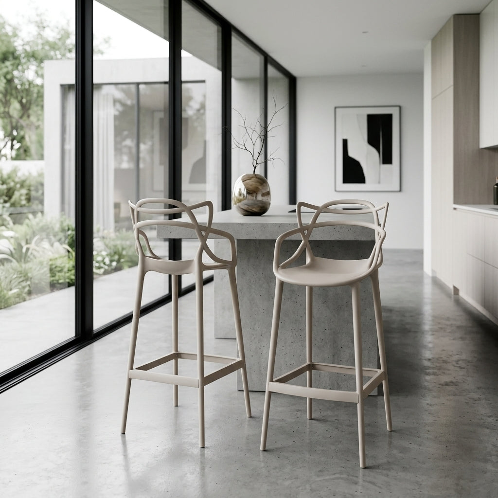 Silla para Bar Palermo, Taupe, con Reposa Pies Doble Propósito