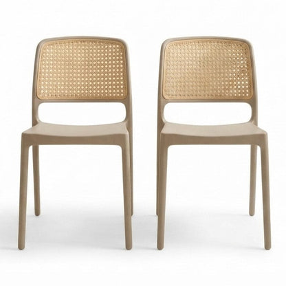 Set de 2 Sillas Texas, Color Taupe y Beige, con Espaldar Transpirable