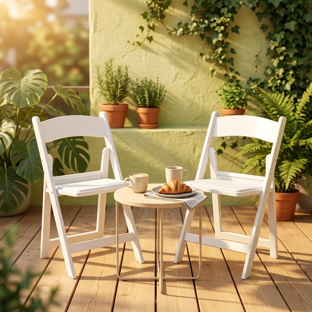 Silla Plegable Erin, Blanco, Diseño Práctico y Funcional