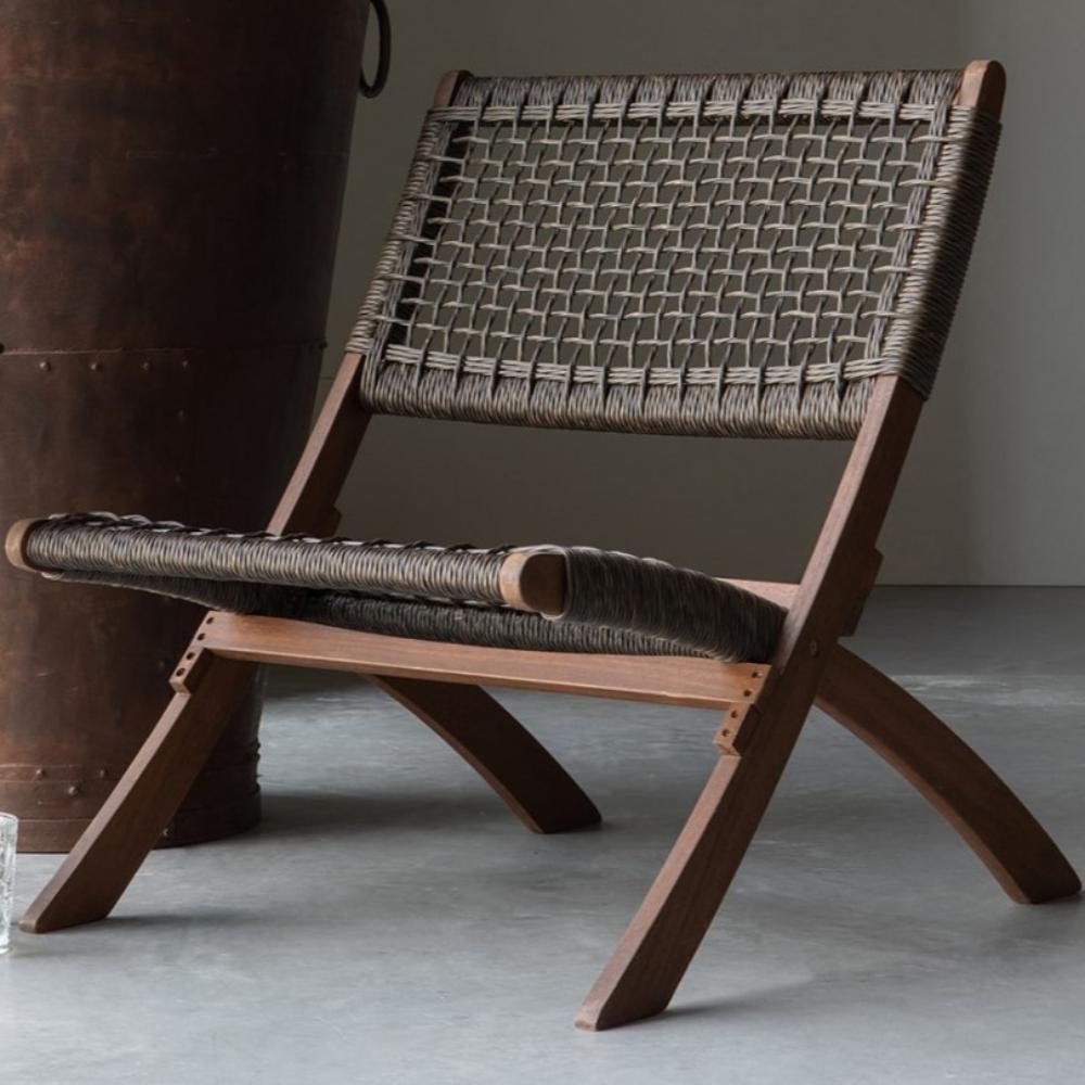 Set de 2 Sillas Plegable de Madera para Exterior Vora, Mocha, Diseño Rústico y Moderno