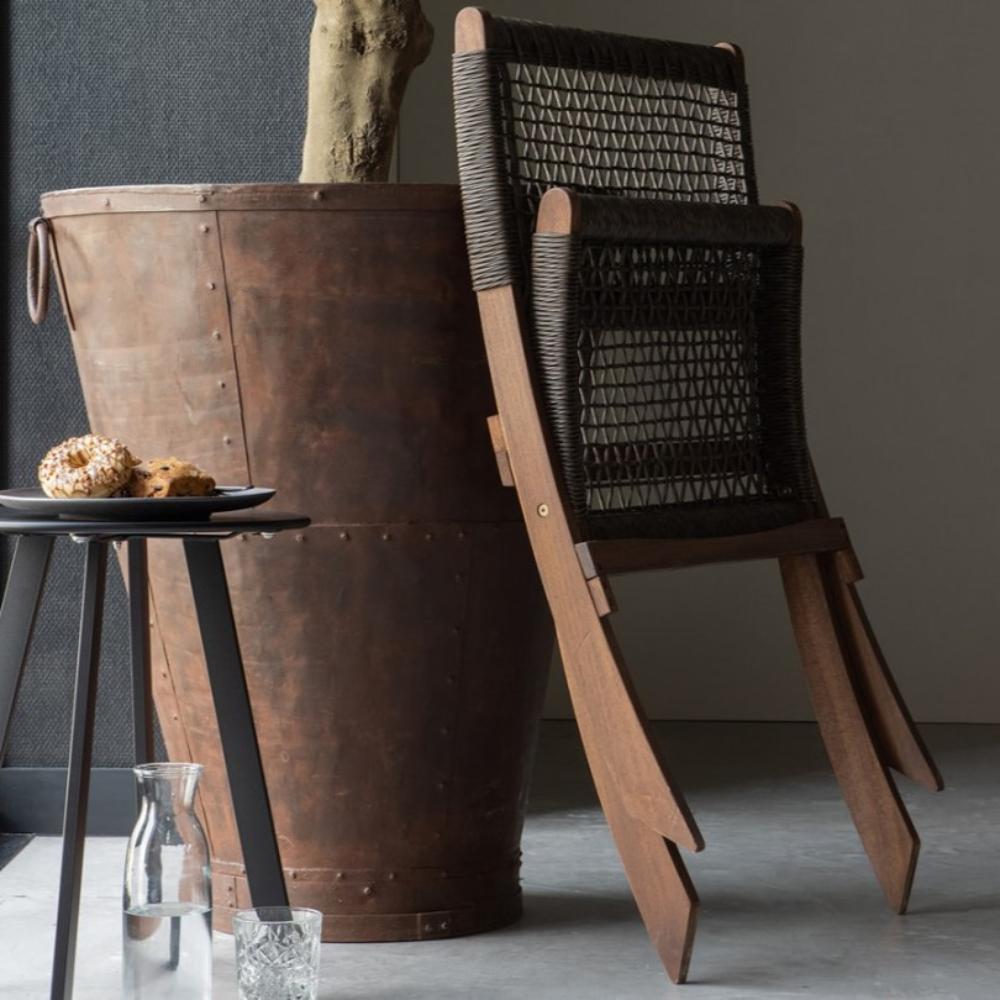 Set de 2 Sillas Plegable de Madera para Exterior Vora, Mocha, Diseño Rústico y Moderno