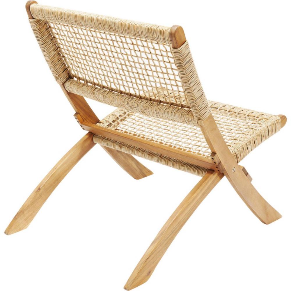 Silla Plegable de Madera para Exterior Vora, Crudo, Diseño Rústico y Moderno, vista posterior