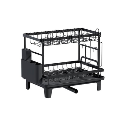 Escurridor de Platos Flow, Negro, Metálico de 2 Niveles
