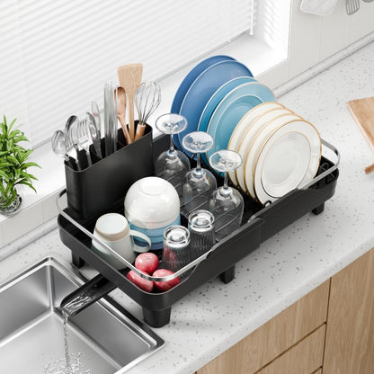 Escurridor de Platos Pureza, Negro, Metálico Cromado Expandible, medidas