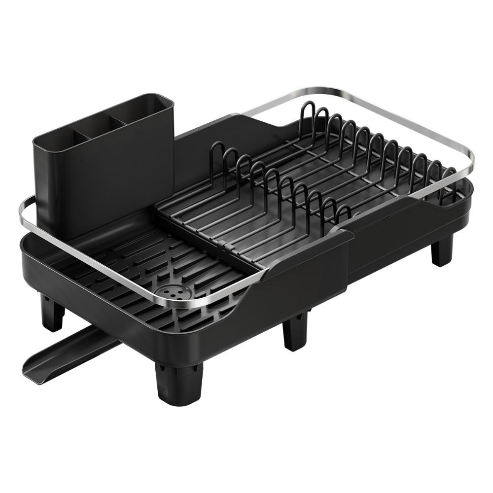 Escurridor de Platos Pureza, Negro, Metálico Cromado Expandible, vista lateral