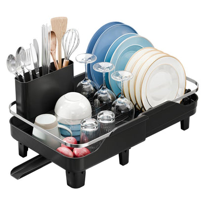 Escurridor de Platos Pureza, Negro, Metálico Cromado Expandible, detalle