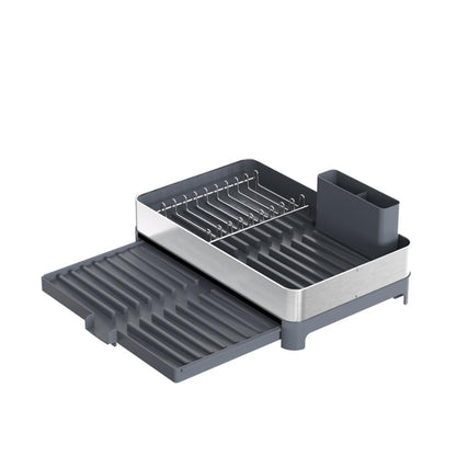 Escurridor de platos Secovia expandible en azul y gris metalizado - vista lateral