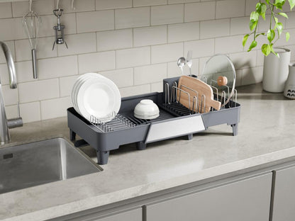 Escurridor de Platos Aquira, Gris Oscuro, Expandible con Escurridor gris oscuro y metalizado, vista