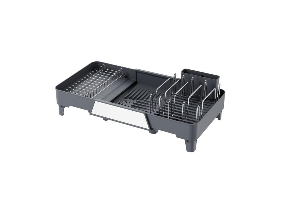 Escurridor de Platos Aquira, Gris Oscuro, Expandible con Escurridor gris oscuro y metalizado, detall