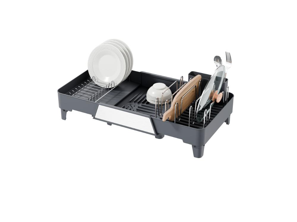 Escurridor de Platos Aquira, Gris Oscuro, Expandible con Escurridor gris oscuro y metalizado, vista