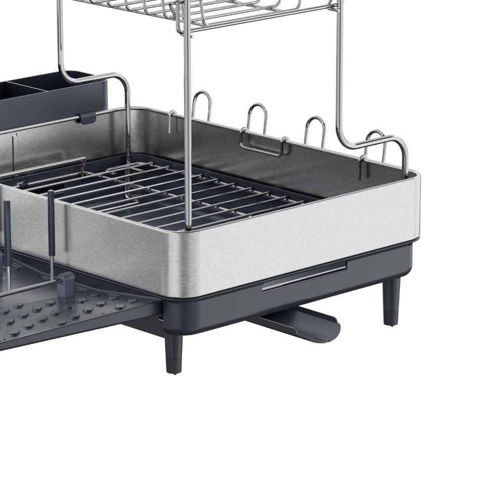 Escurridor de Platos Zenora, Gris Oscuro, de 2 Niveles gris oscuro y gris metalizado, vista superior
