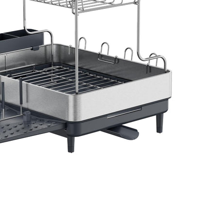 Escurridor de Platos Zenora, Gris Oscuro, de 2 Niveles gris oscuro y gris metalizado, vista superior