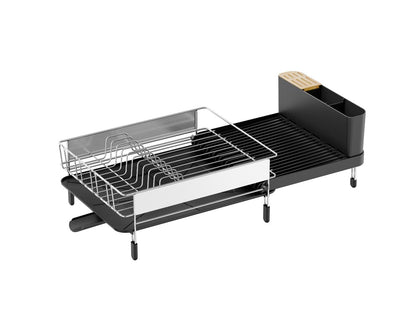 Escurridor de Platos Expandible Hogaria, Negro y Gris, en Acero Inoxidable