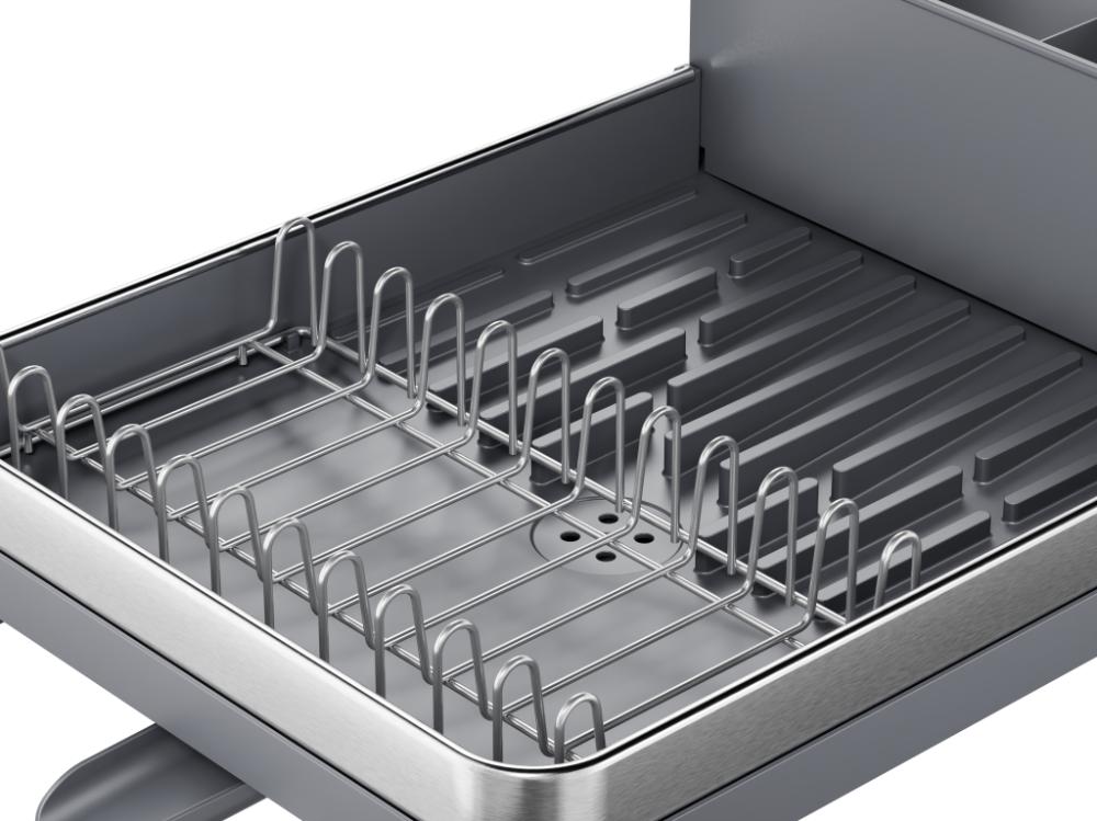 Escurridor de Platos Pureza, Gris Mate, en Acero Inoxidable y Plástico