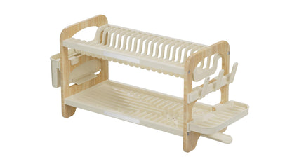 Escurridor de Platos Escurora, Madera y Beige, de 2 Niveles, vista posterior