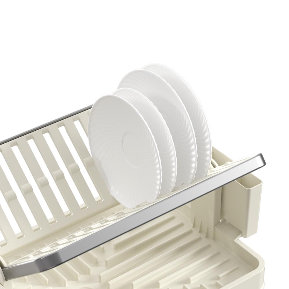 Escurridor de Platos Plegable Escurina, Taupe, de 2 Niveles