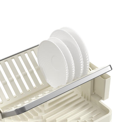 Escurridor de Platos Plegable Escurina, Taupe, de 2 Niveles