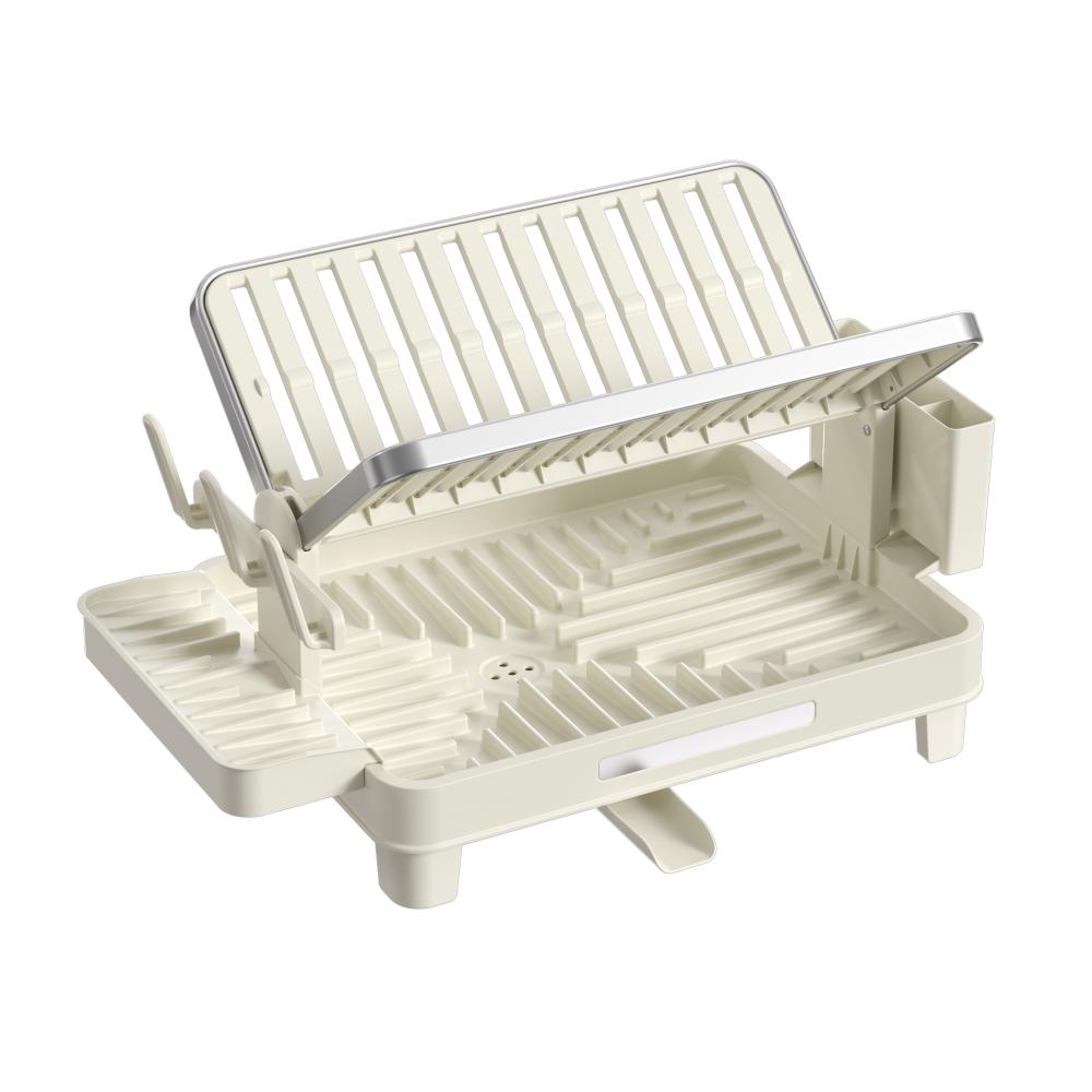 Escurridor de Platos Plegable Escurina, Taupe, de 2 Niveles