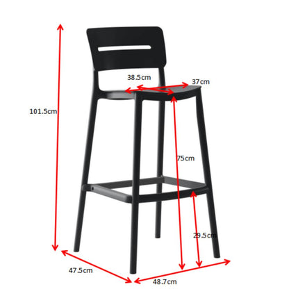 Set de 2 Sillas para Bar Manila, Verde, con Espaldar Rectangular y Diseño Moderno, detalle interior