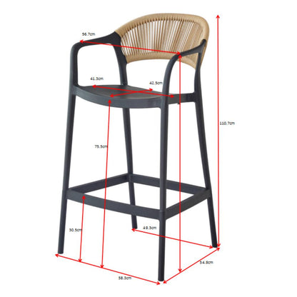Set de 4 Sillas para Bar Balí, Negro, Doble Propósito con Reposa Pies