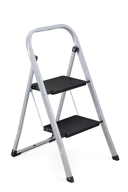 Escalera Tubular Trébol, Gris y Negro, Plagable de 2 Niveles, detalle interior