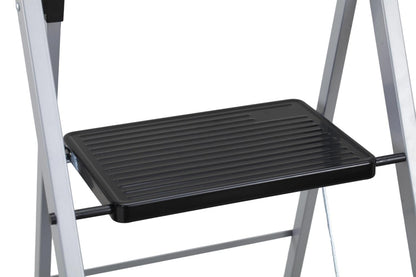 Escalera Tubular Luminas, Gris y Negro, Plagable de 3 Niveles