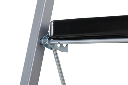 Escalera Tubular Luminas, Gris y Negro, Plagable de 3 Niveles
