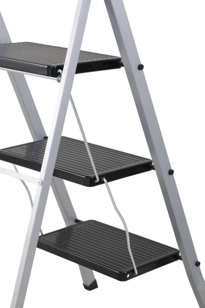 Escalera Tubular Luminas, Gris y Negro, Plagable de 3 Niveles