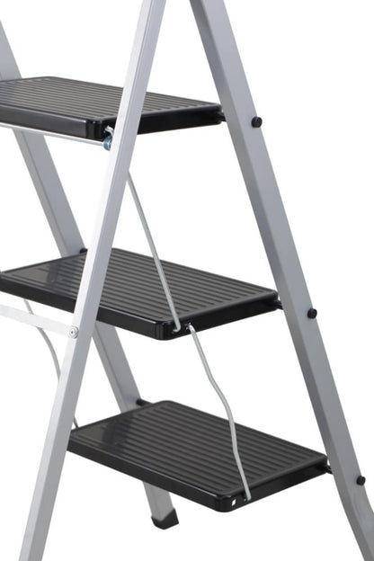 Escalera Tubular Luminas, Gris y Negro, Plagable de 3 Niveles